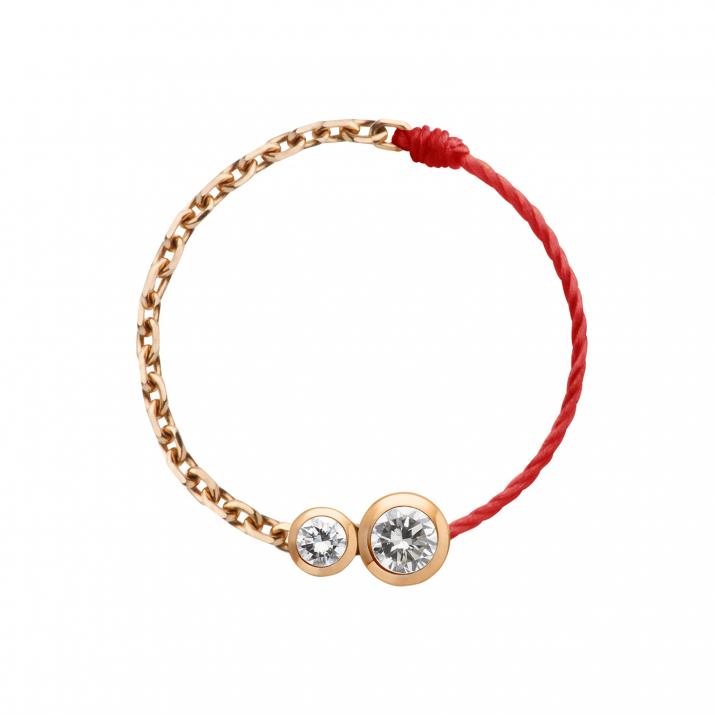 Bague fil et chaîne avec diamant 0.15 carat en serti clos or rose - Redline - 0++