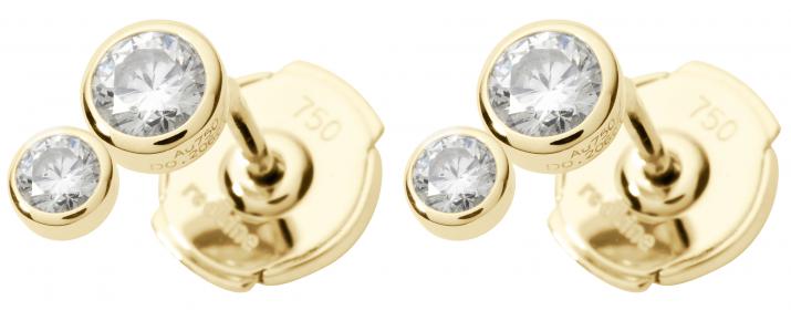 Boucles d'oreilles fil et chaîne avec diamant 0.30 carat en serti clos or jaune - Redline - 0++