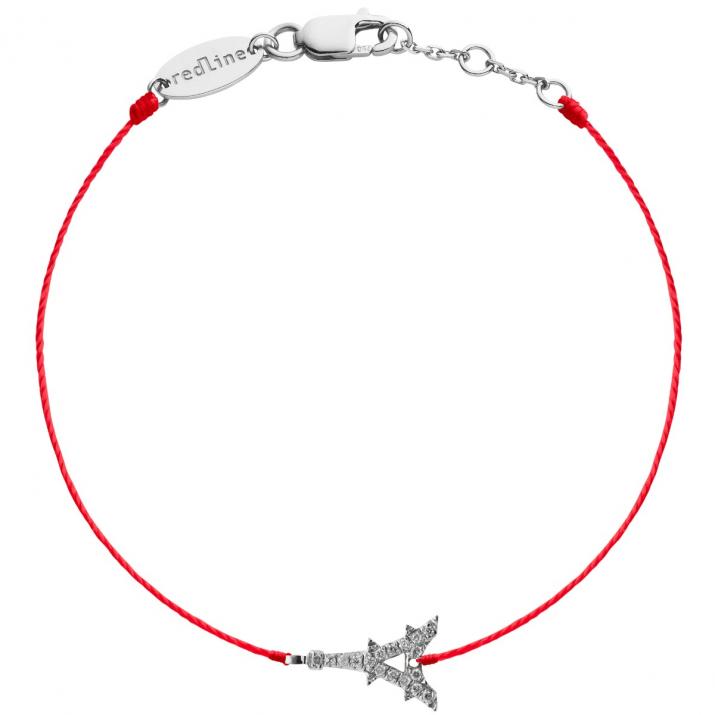 Bracelet fil tour eiffel or blanc pavé diamants - Redline - 0++