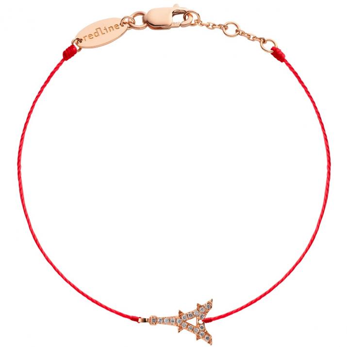Bracelet fil tour eiffel or rose pavé diamants - Redline - 0++