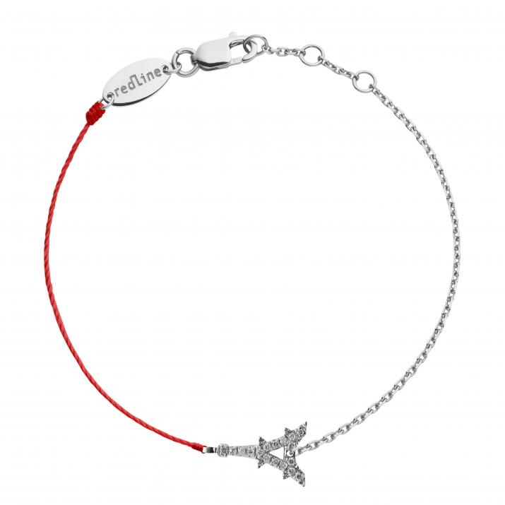 Bracelet fil et chaîne tour eiffel or blanc pavé diamants - Redline - 0++