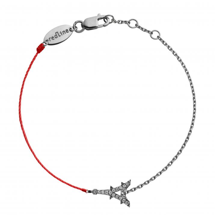 Bracelet fil et chaîne tour eiffel or noir pavé diamants - Redline - 0++