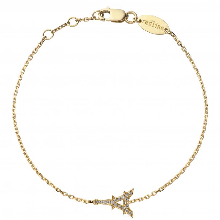 Bracelet chaîne tour eiffel or jaune pavé diamants - Redline