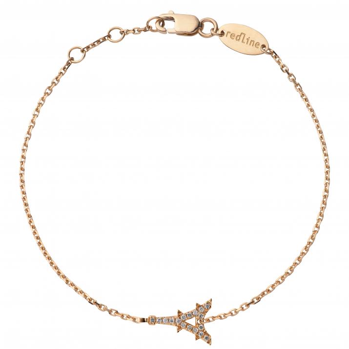 Bracelet chaîne tour eiffel or rose pavé diamants - Redline