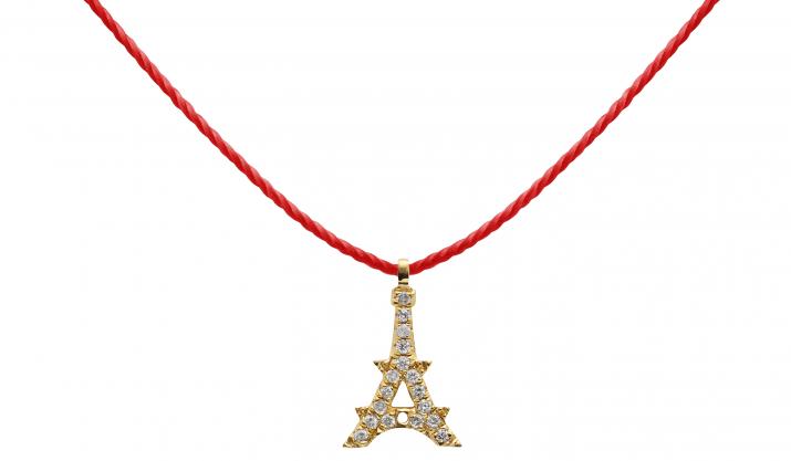 Collier fil tour eiffel or jaune pavé diamants - Redline - 0++