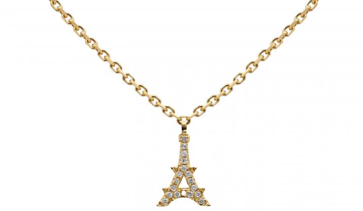 Collier chaîne tour eiffel or jaune pavé diamants - Redline - 0++