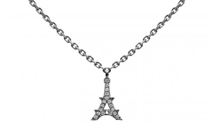 Collier chaîne tour eiffel or noir pavé diamants - Redline - 0++