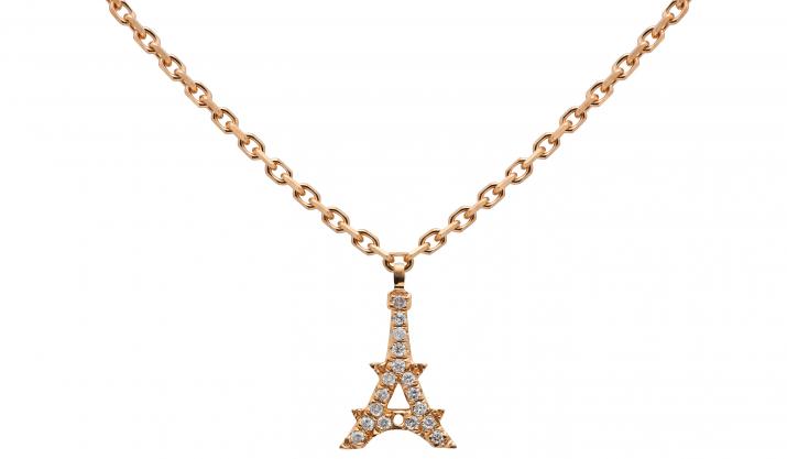 Collier chaîne tour eiffel or rose pavé diamants - Redline - 0++