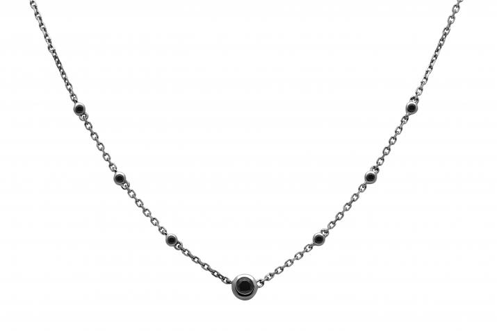 Collier chaîne Kcolor Explosion avec diamant noir 0.15 carat en or noir et fermoir en or noir - Redline - 0++