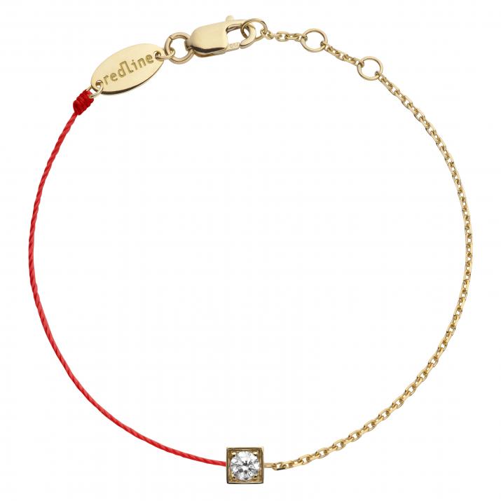 Bracelet homme fil et chaîne avec diamant en serti carré or jaune - Redline
