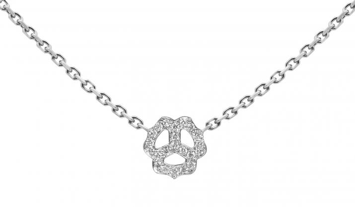 Collier chaîne avec fleur pavé or blanc - Redline