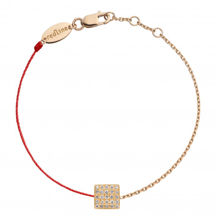 Bracelet fil et chaîne avec 25 diamants or rose - Redline - 0++