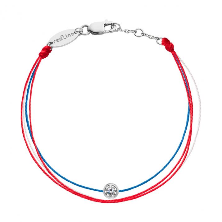 Bracelet fil drapeau avec diamant 0.10 ct en serti clos or blanc - Redline - 0++