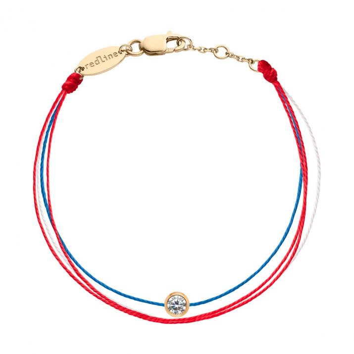 Bracelet fil drapeau avec diamant 0.10 ct en serti clos or jaune - Redline - 0++