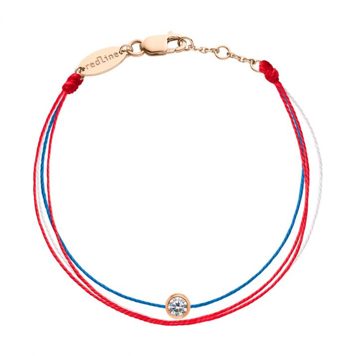 Bracelet fil drapeau avec diamant 0.10 ct en serti clos or rose - Redline - 0++