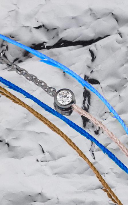 Bracelet fil et chaîne avec diamant 0.10 carat serti clos or noir - Redline - 0++