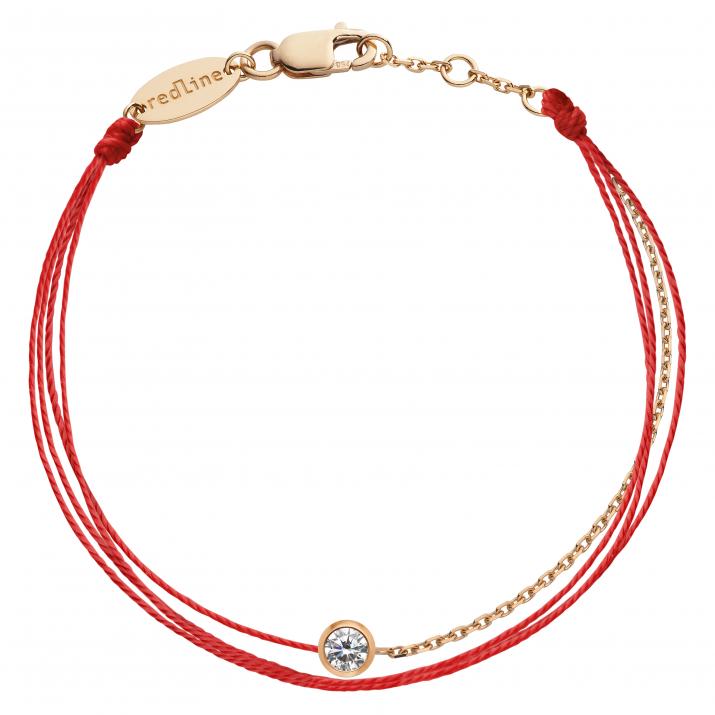 Bracelet fil et chaîne avec diamant 0.10 carat serti clos or rose - Redline - 0++
