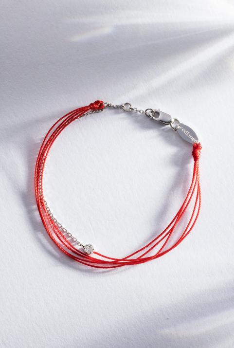 Bracelet double multifil avec diamant 0.05 carat en serti invisible or blanc - Redline - 0++