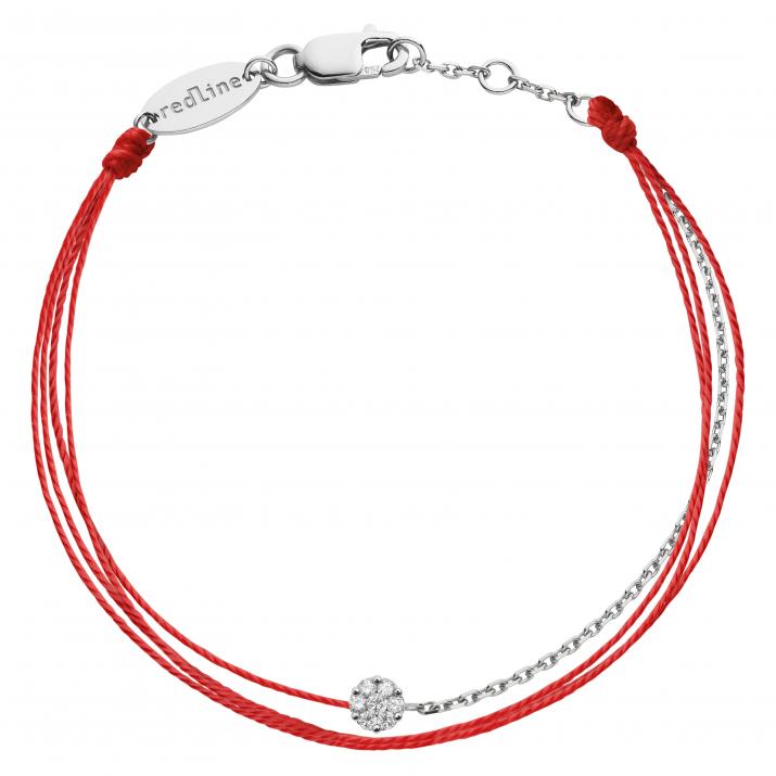 Bracelet double multifil avec diamant 0.05 carat en serti invisible or blanc - Redline - 0++