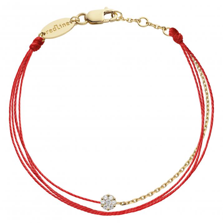 Bracelet double multifil avec diamant 0.05 carat en serti invisible or jaune - Redline - 0++