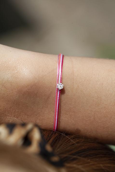 Bracelet multifil avec diamant 0.05 carat en serti invisible or rose - Redline - 0++