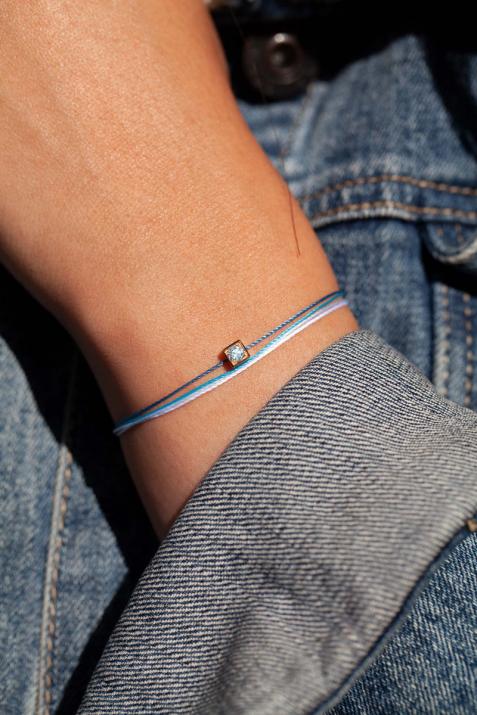 Bracelet multifil avec diamant 0.10 carat en serti carré or jaune - Redline - 0++
