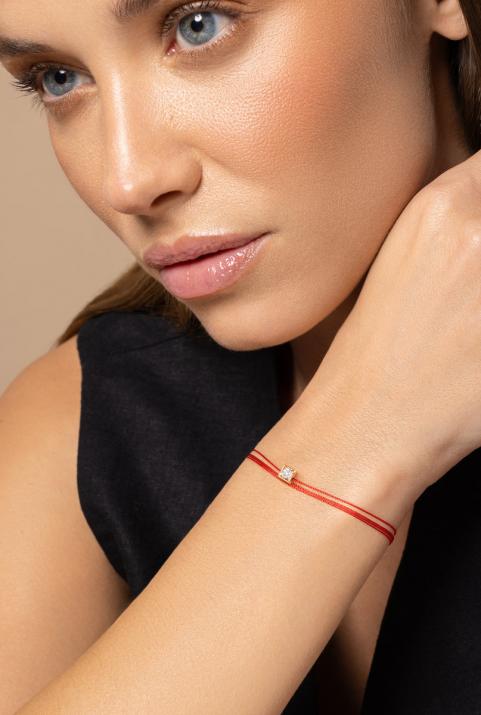 Bracelet multifil avec diamant 0.10 carat en serti carré or rose - Redline - 0++
