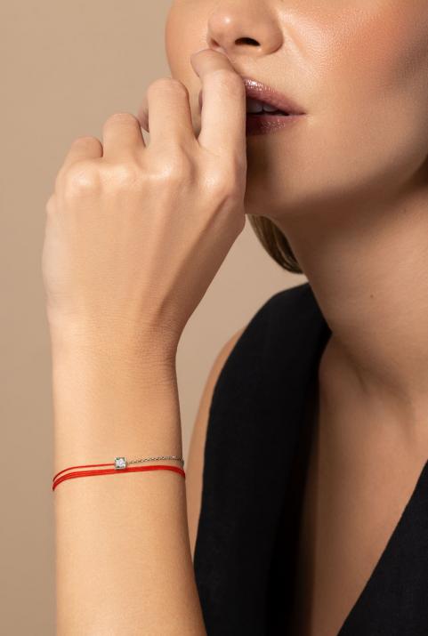 Bracelet double multifil avec diamant 0.10 carat en serti carré or noir - Redline - 0++