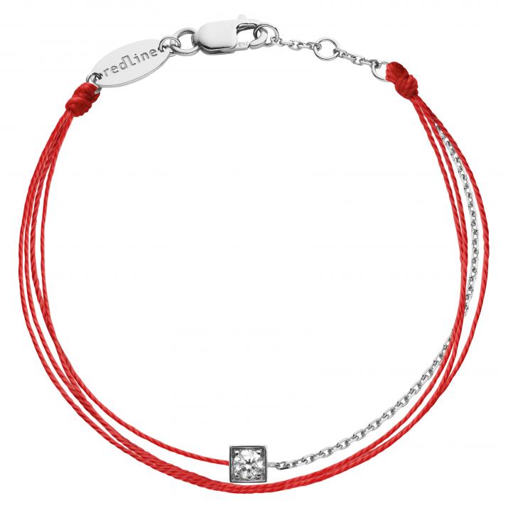 Bracelet double multifil avec diamant 0.10 carat en serti carré or blanc - Redline - 0++