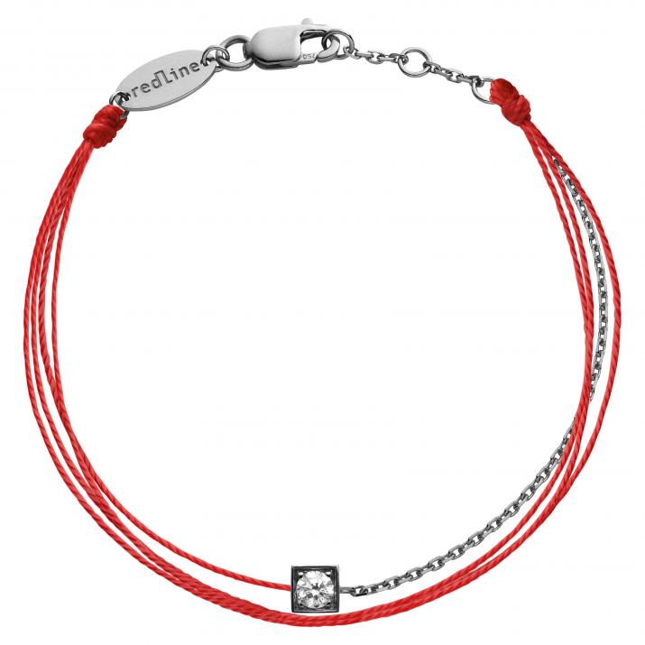 Bracelet double multifil avec diamant 0.10 carat en serti carré or noir - Redline - 0++