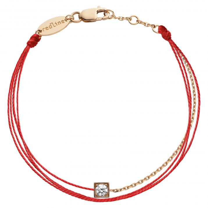 Bracelet double multifil avec diamant 0.10 carat en serti carré or rose - Redline - 0++