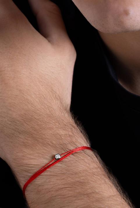 Bracelet homme fil avec diamant 0.1 carats en serti clos or noir - Redline - 0++