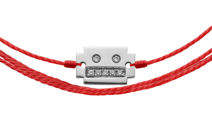 Bracelet fil brodé robot or blanc avec diamant - Redline - 0++