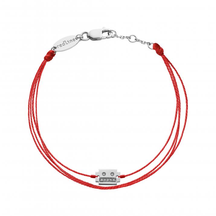 Bracelet fil brodé robot or blanc avec diamant - Redline - 0++