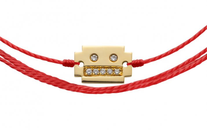 Bracelet fil brodé robot or jaune avec diamant - Redline - 0++