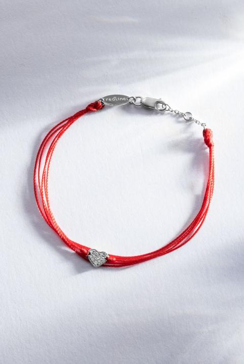 Bracelet fil brodé coeur or noir pavé diamant - Redline - 0++