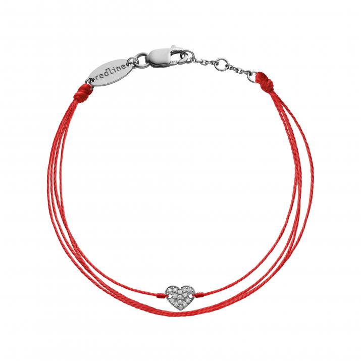 Bracelet fil brodé coeur or noir pavé diamant - Redline - 0++