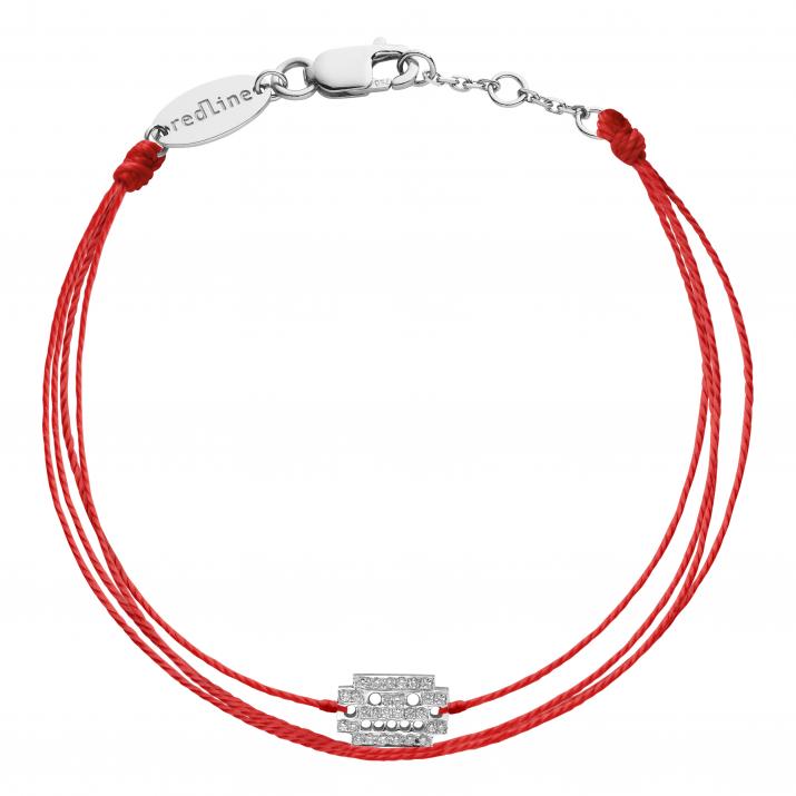 Bracelet fil brodé robot or blanc pavé diamant - Redline - 0++