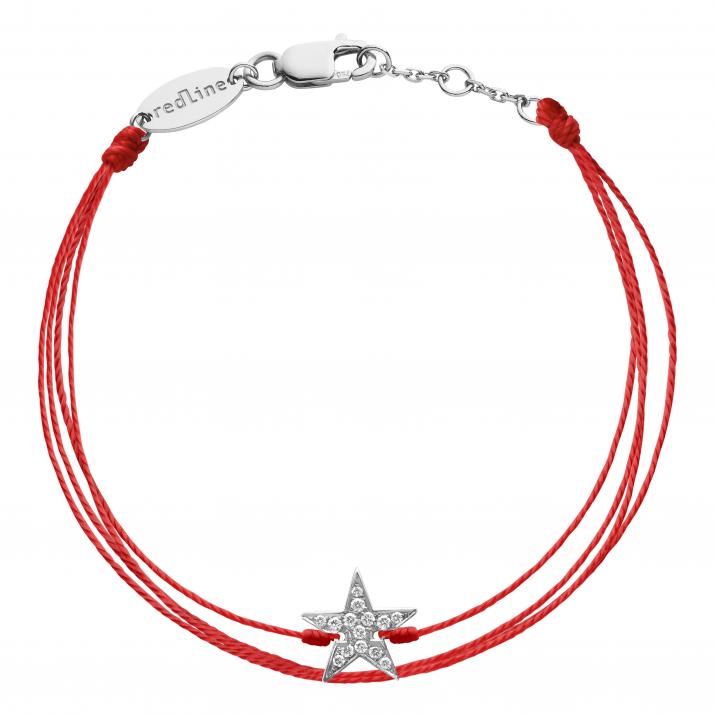 Bracelet multifil étoile or blanc pavé diamants - Redline - 0++