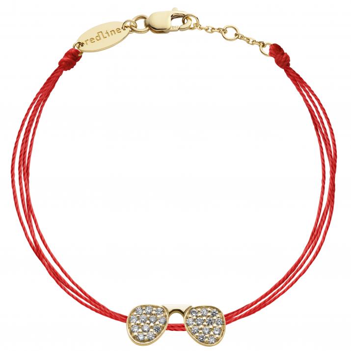 Bracelet brodé lunettes de soleil or jaune pavé diamant - Redline - 0++