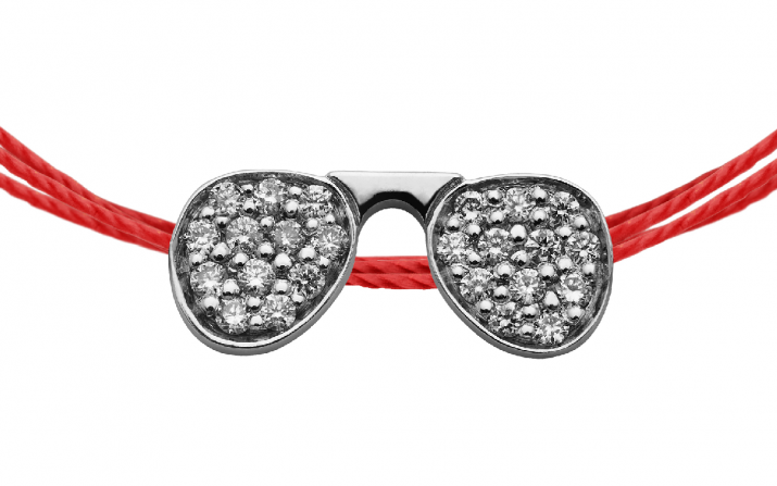 Bracelet brodé lunettes de soleil or noir pavé diamant - Redline - 0++