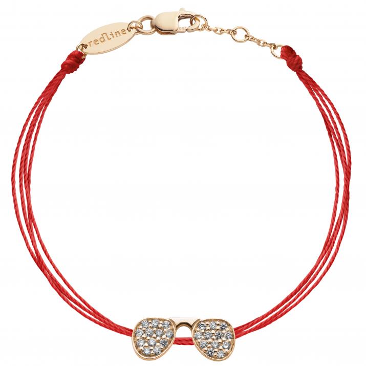 Bracelet brodé lunettes de soleil or rose pavé diamant - Redline - 0++