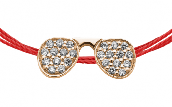 Bracelet brodé lunettes de soleil or rose pavé diamant - Redline - 0++