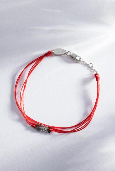 Bracelet multifil poisson or blanc pavé diamant noir et blanc - Redline - 0++