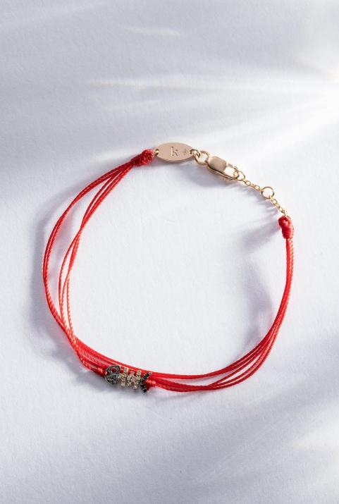 Bracelet multifil poisson or jaune pavé diamant noir et blanc - Redline - 0++