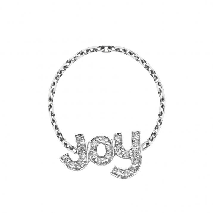 Bague chaîne Joy or blanc pavé diamants - Redline - 0++