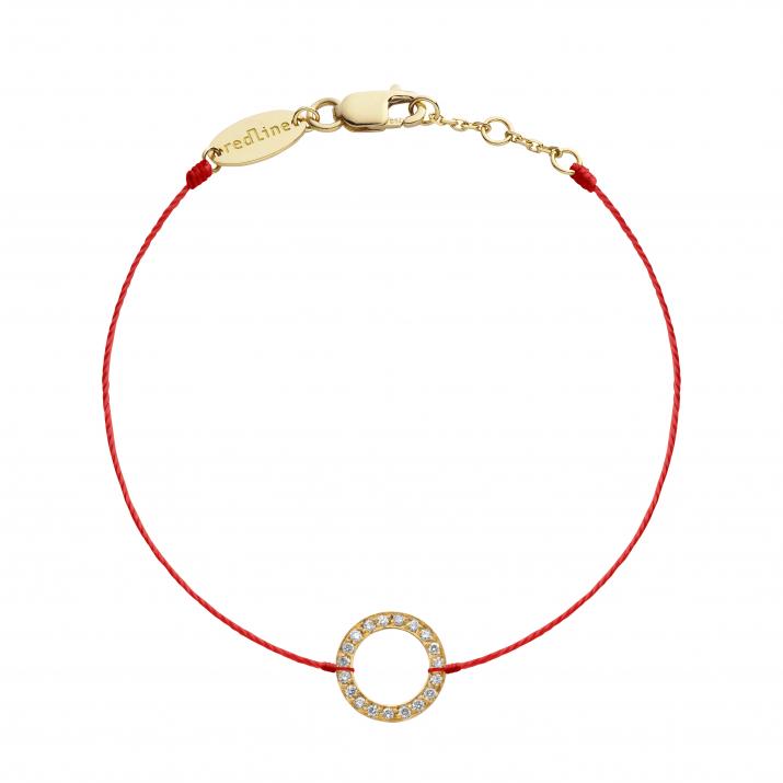 Bracelet fil mini cercle pavé diamant or jaune - Redline - 0++