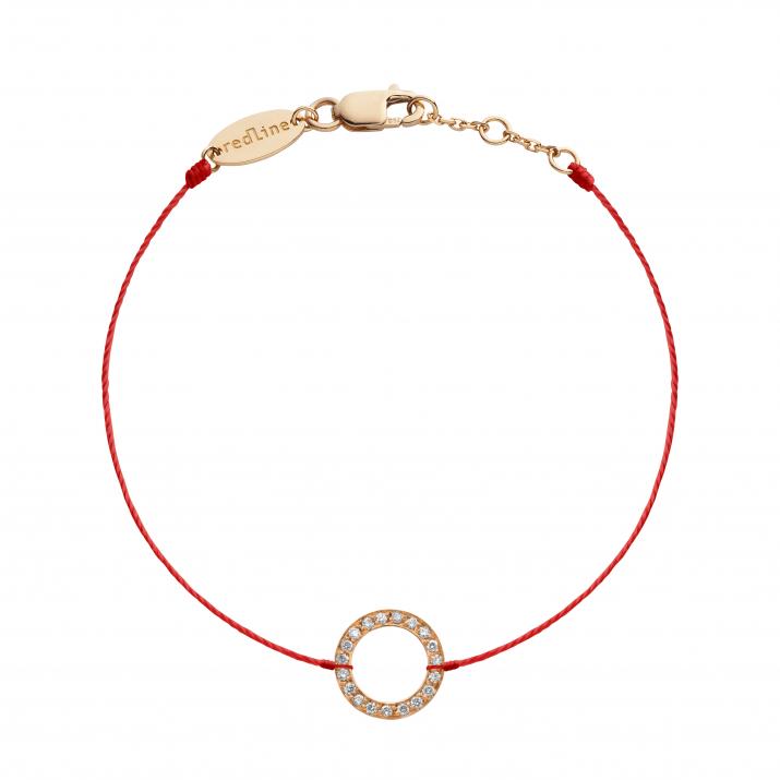 Bracelet fil mini cercle pavé diamant or rose - Redline - 0++