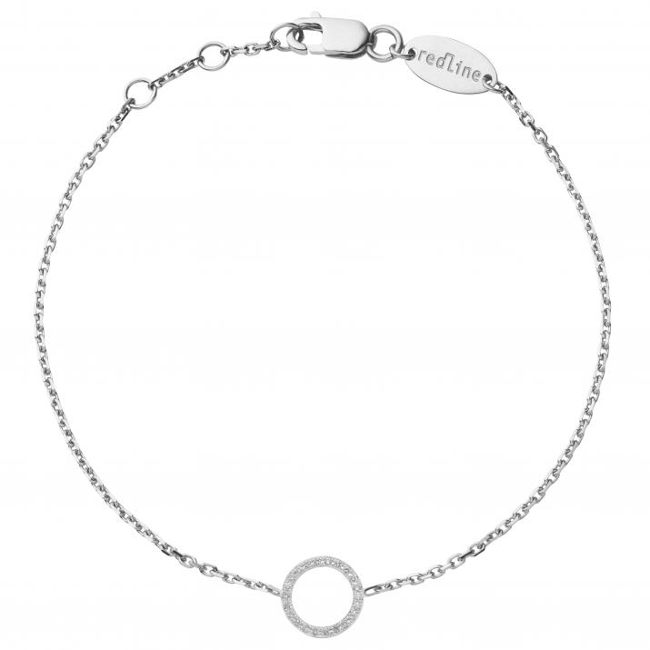 Bracelet chaîne mini cercle pavé diamant or blanc - Redline