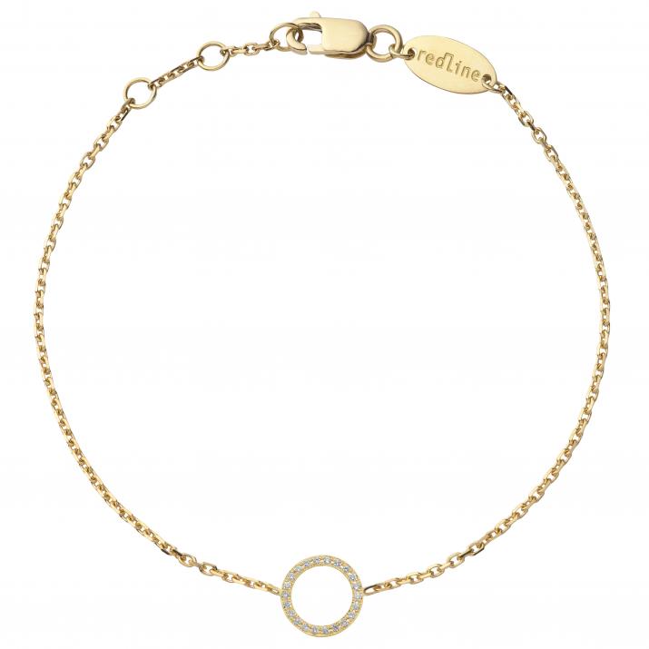 Bracelet chaîne mini cercle pavé diamant or jaune - Redline